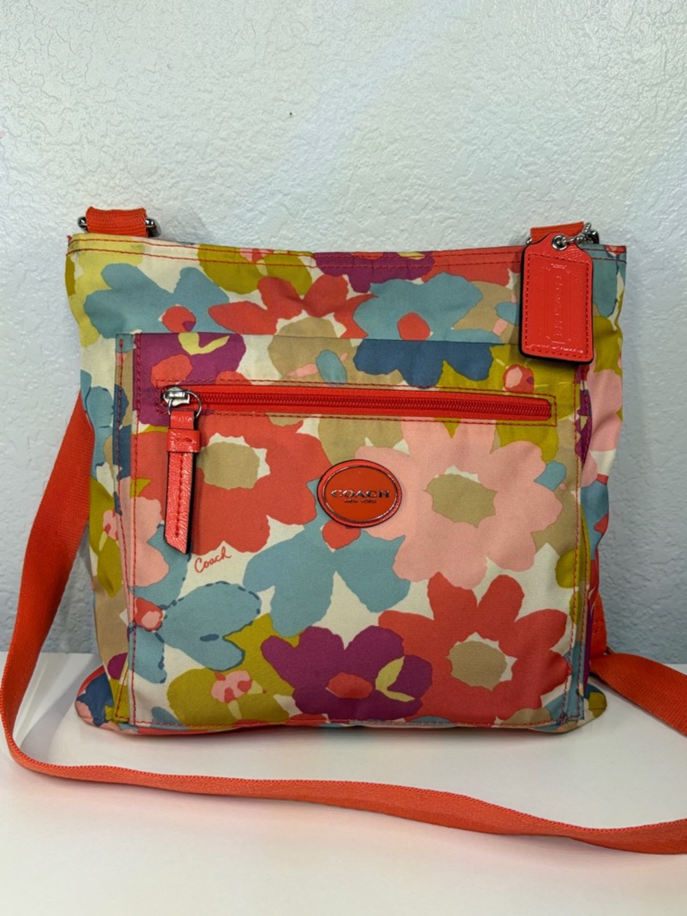 COACH Coach Signature Nylon Getaway Flower Print FILE BAG #F30021
